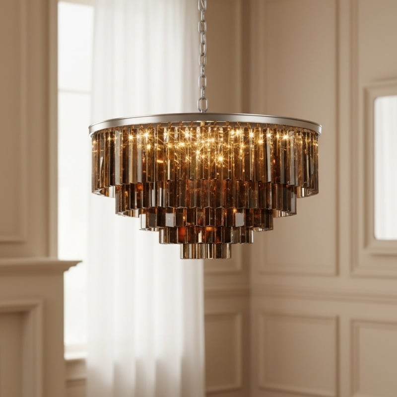 Aurevon Crystal Prism Metal Frame Modern Ceiling Chandelier for Home and Hotel K2071