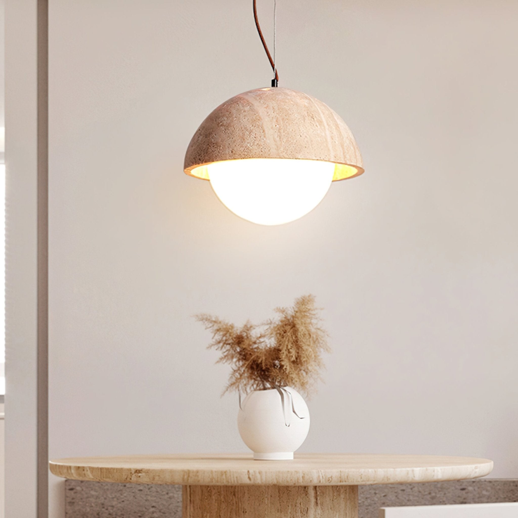 Travertine Creative Hemispherical Pendant Lamp K339