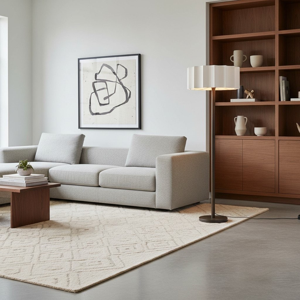 Cavilon Modern Floor Lamp - Slim Profile and Soft Shade Contemporary Metal Lighting for Bedroom K1682