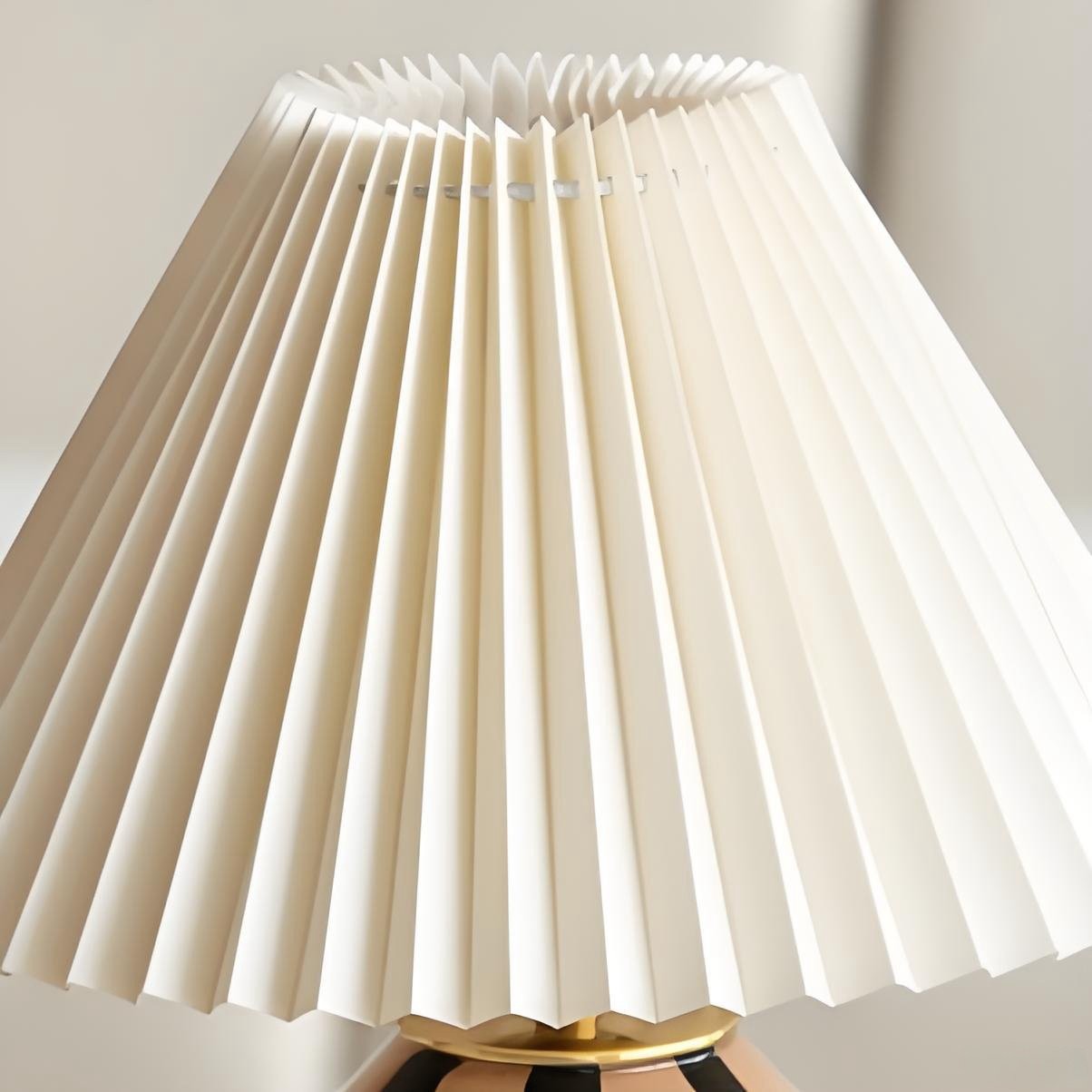 Undara Pleated Fabric Shade Table Lamp with Glass Base for Living Room K2168