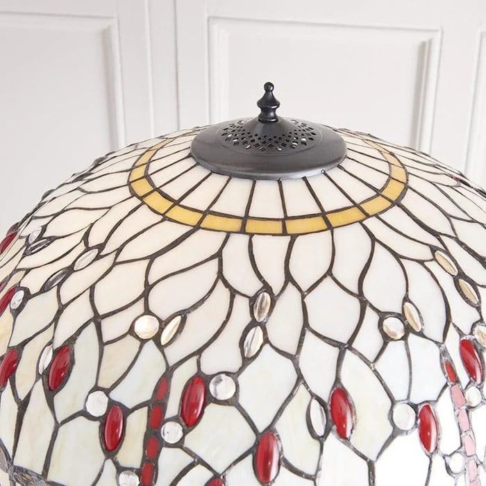 TF Dragonfly Motif Floor Lamp - Vintage Stained-Glass for Living Rooms K1903