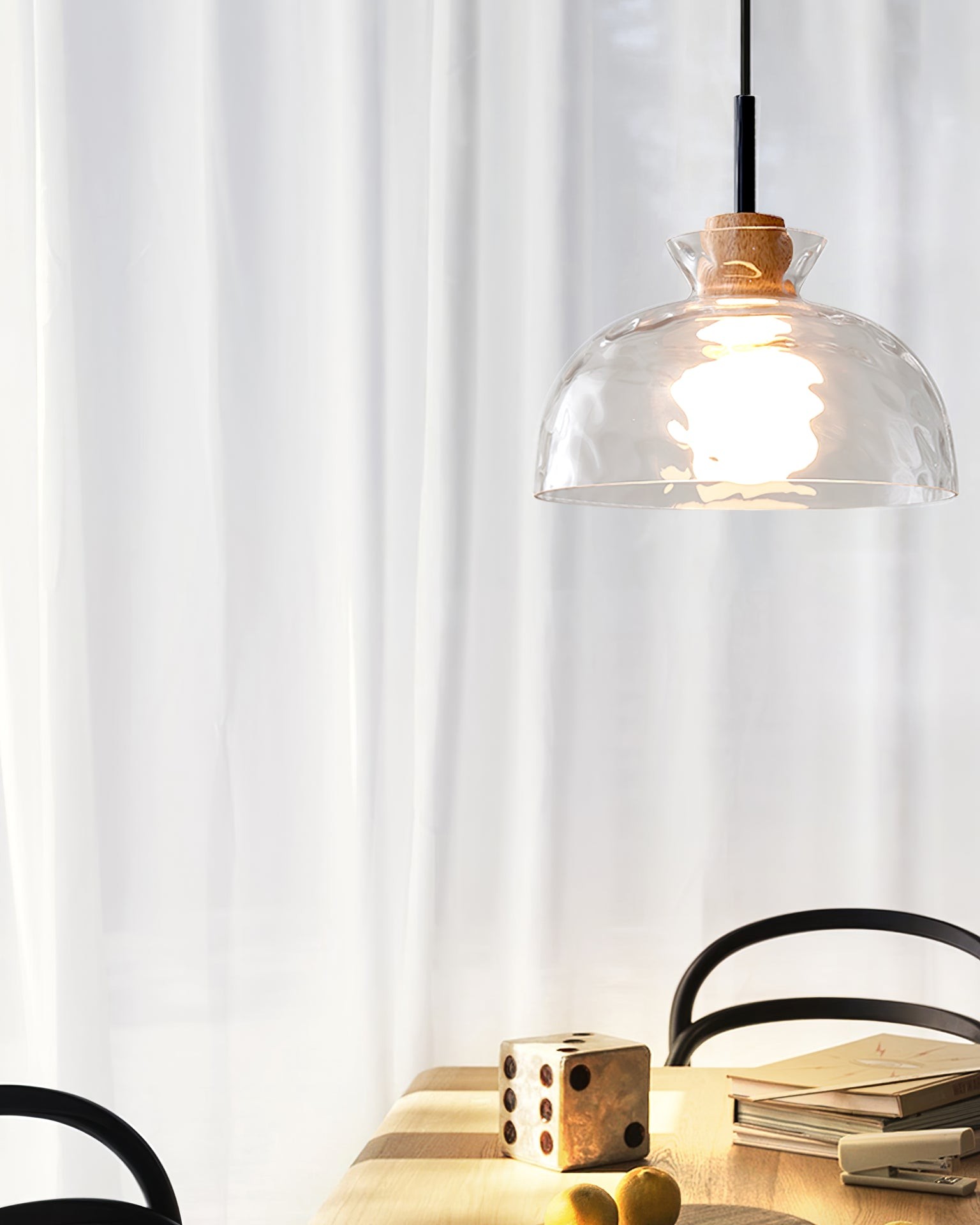 Wavy Glass Pendant Light - Ripple Glass Pendant Light for Dining Room K610