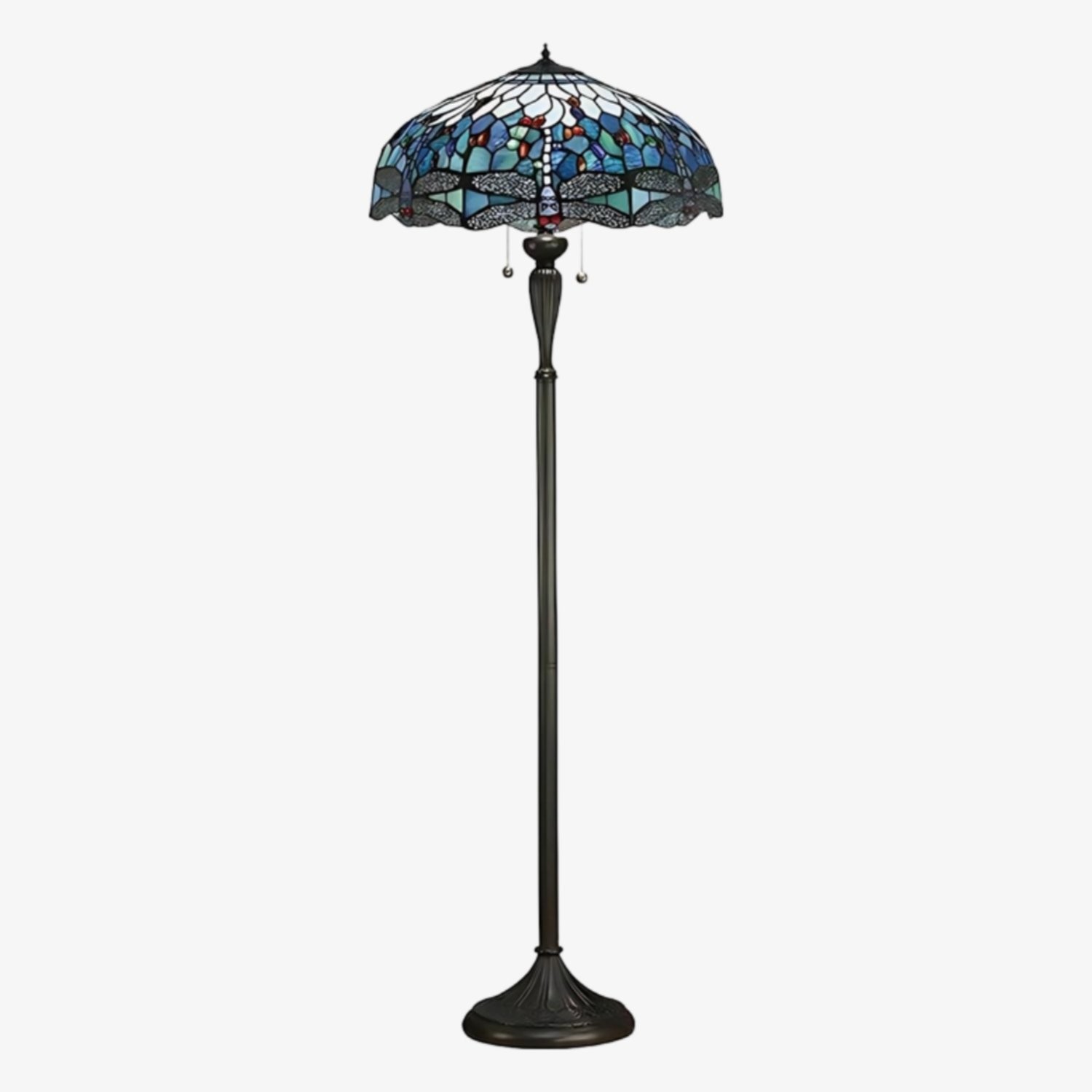 TiffStar Art Glass Floor Lamp with Ornamental Pattern Shade - Standing Light for Living Rooms K1911