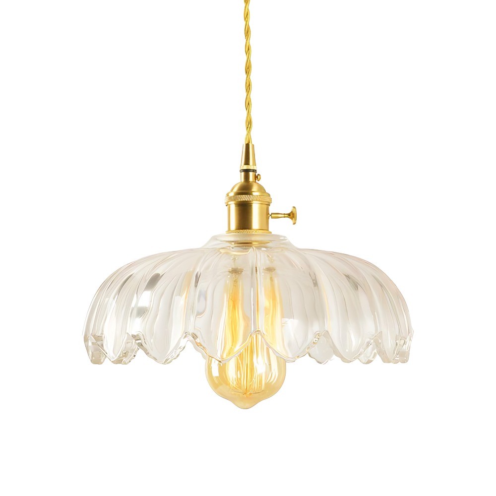 Antique Petal Brass Glass Pendant Light K68