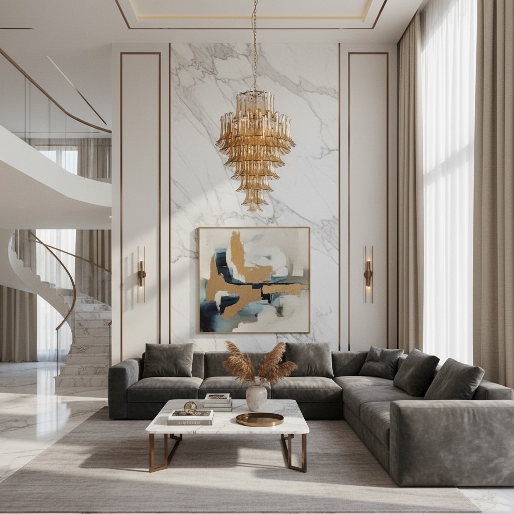 Murano Glass Petalo Chandelier - Mid Century Modern Chandelier For Stairwell And High Ceiling K2211