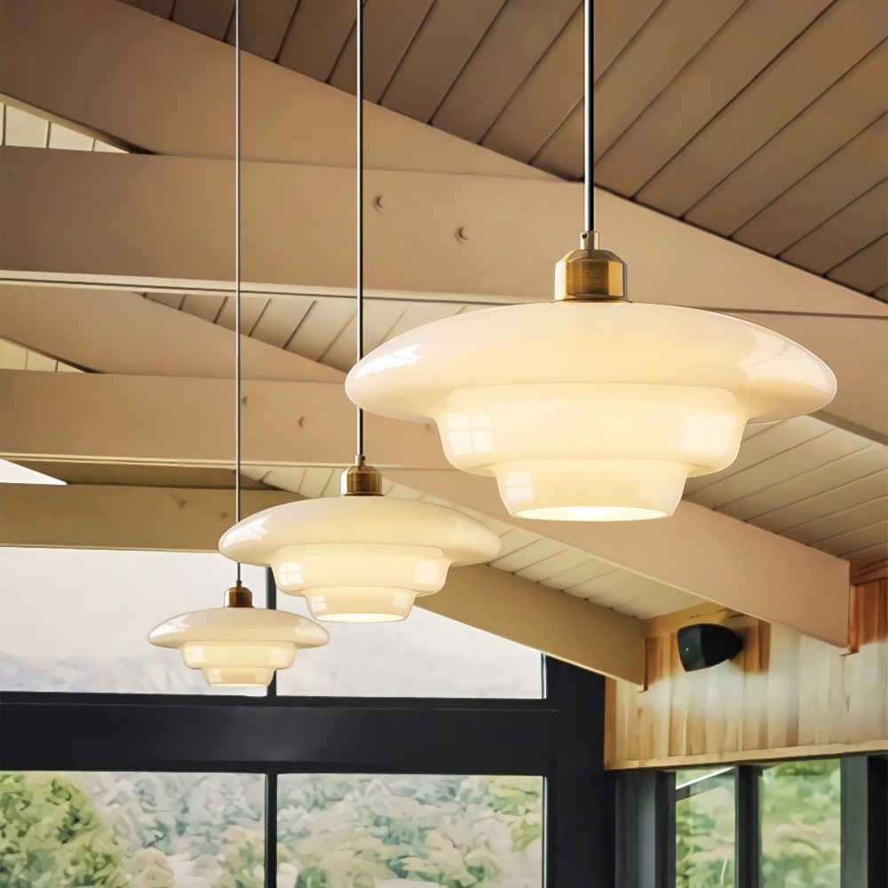 Retro Art Decor Milk Glass Pendant Light - Stylish Hanging Lamp for Dining Room K65