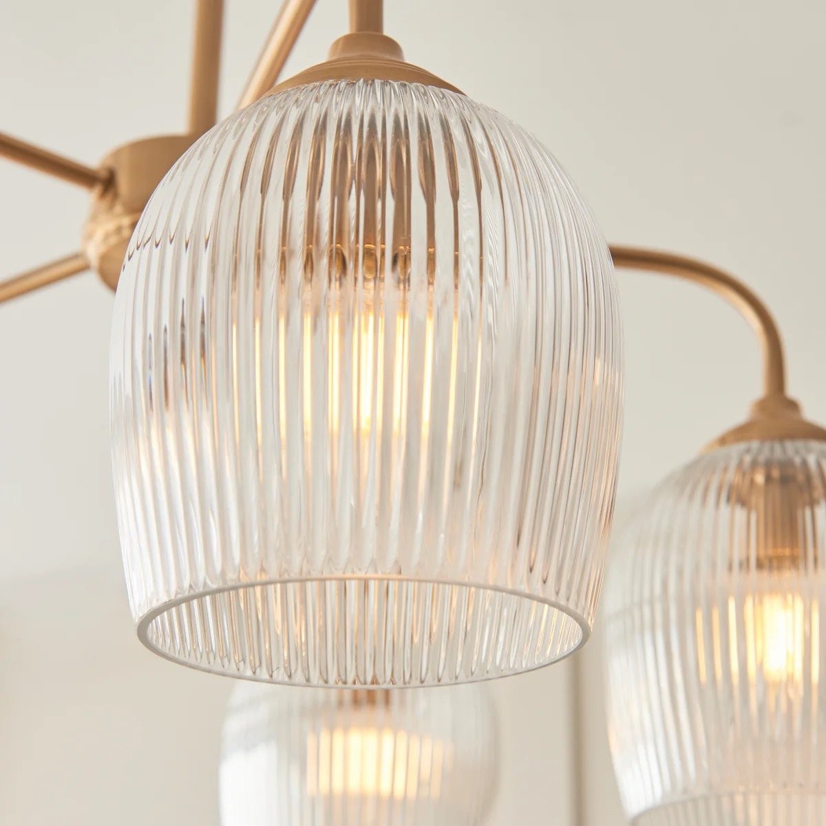Brazara Multi-Light Glass Shade Pendant Lamp - Curved Metal Arms for Modern Homes K1852