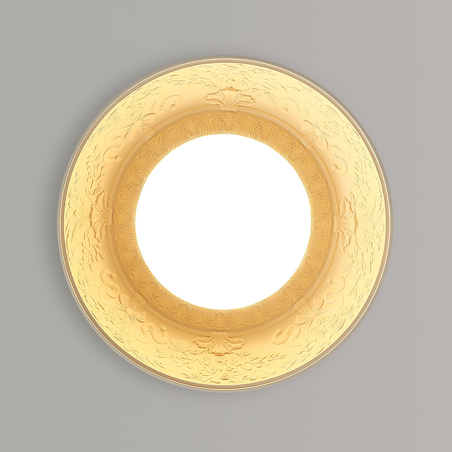 French Romantic Carved Round LED Ceiling Lamp K471