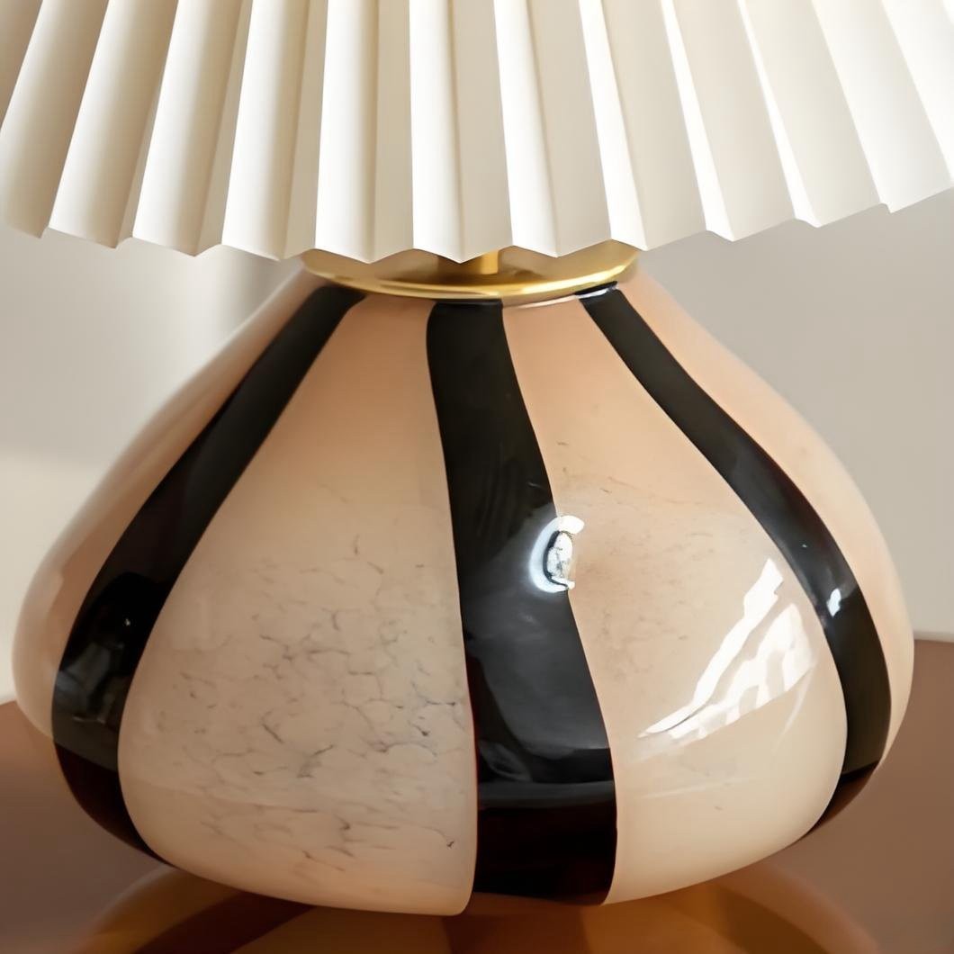 Undara Pleated Fabric Shade Table Lamp with Glass Base for Living Room K2168