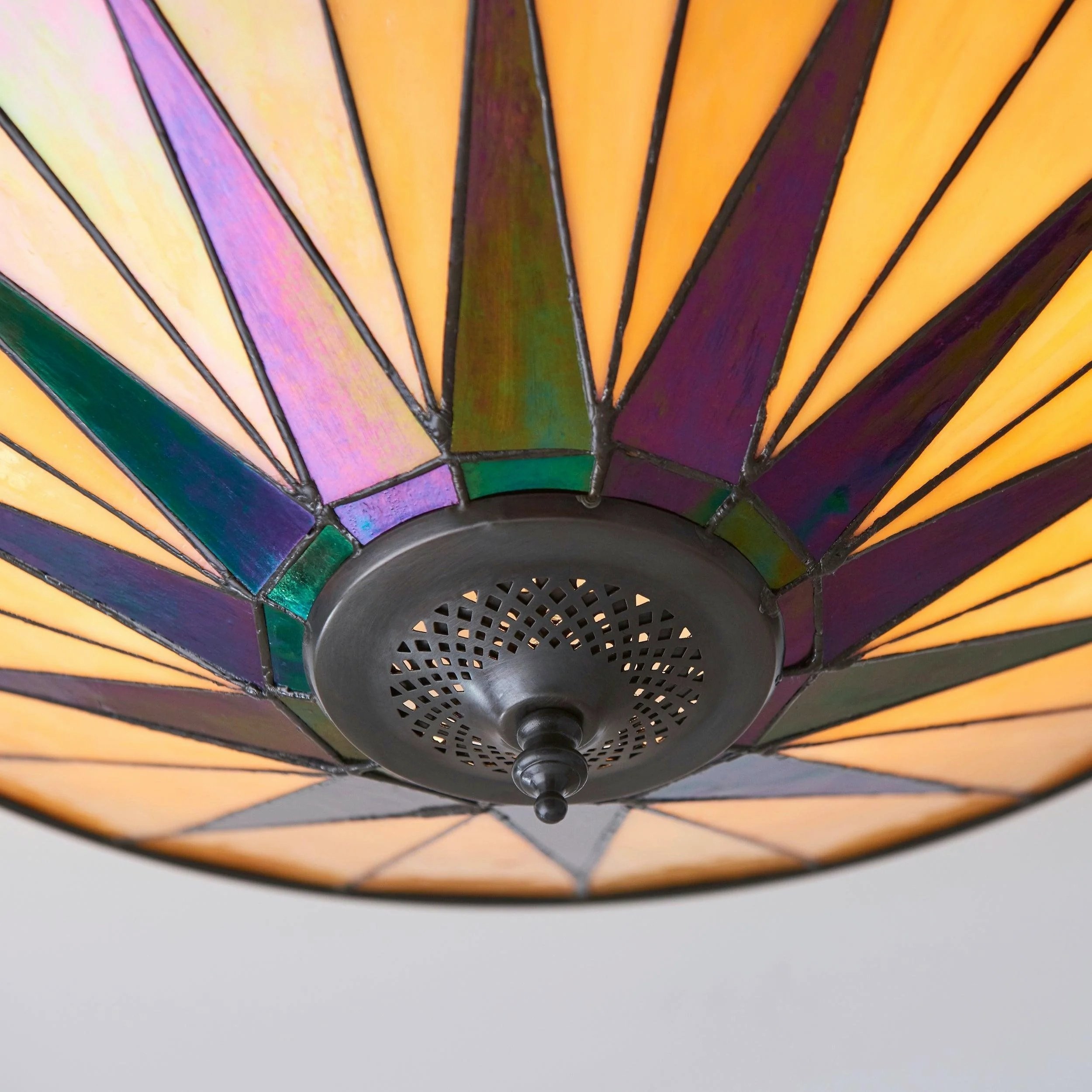 TiffStar Art Glass Ceiling Light - Vintage Style Flush Mount for Living Room K1786
