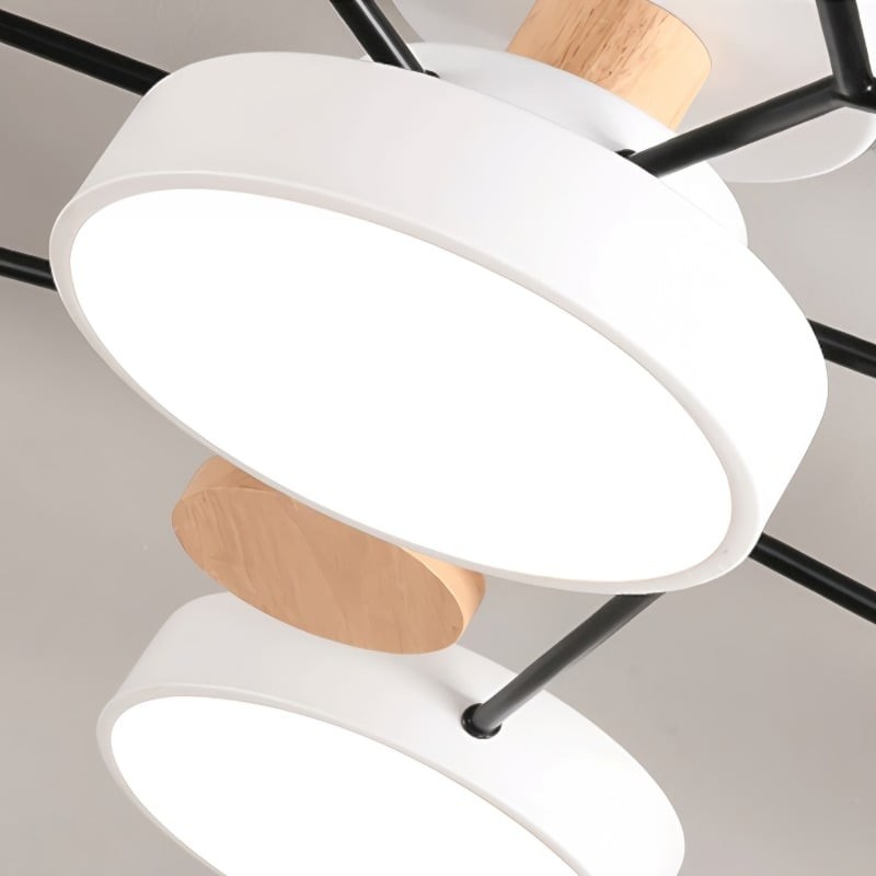 Coloful Branched Round Wooden Ceiling Light K176