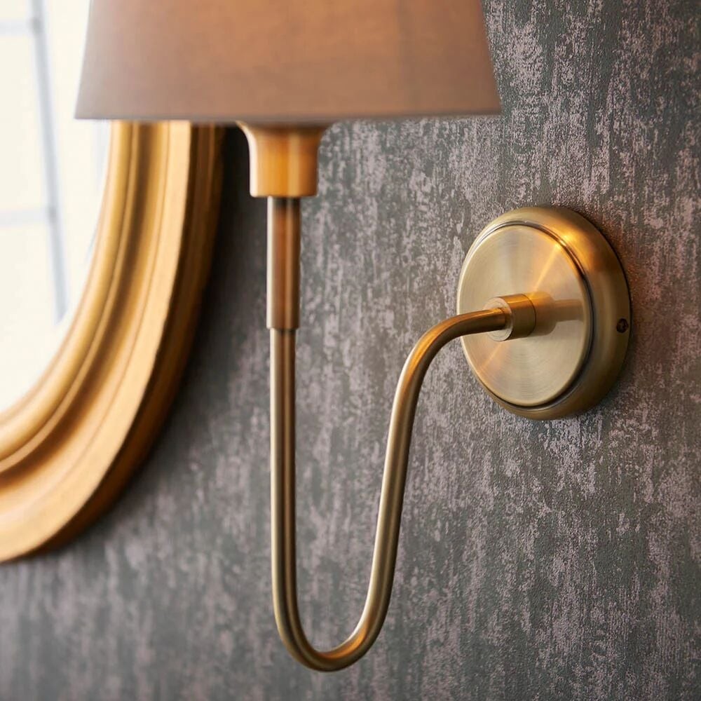Ivoralux Tapered Fabric Wall Light - Modern Classic Curved Arm Sconce K1916
