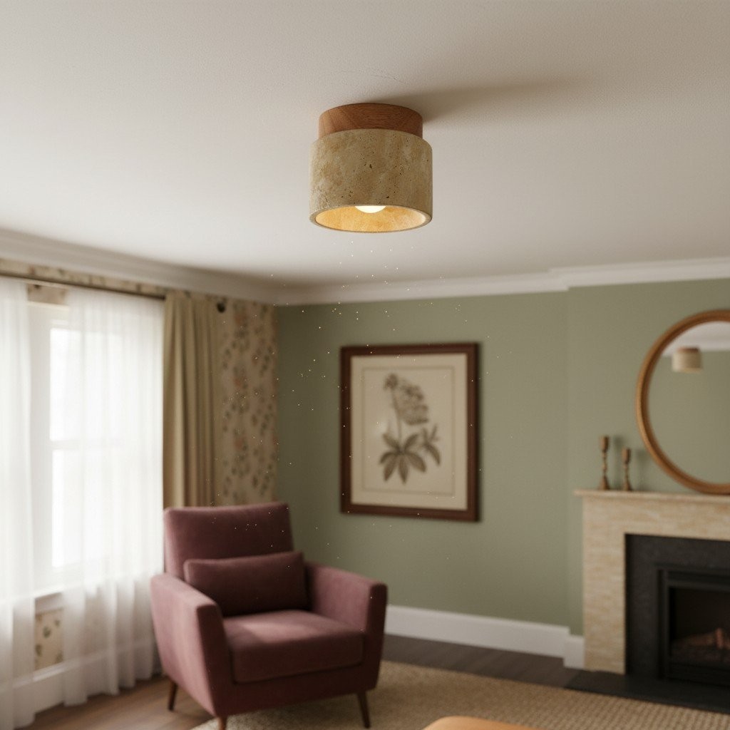 Travira Wabi Sabi Ceiling Light Organic Textured Marble Ceiling Lamp for Hallway K2080