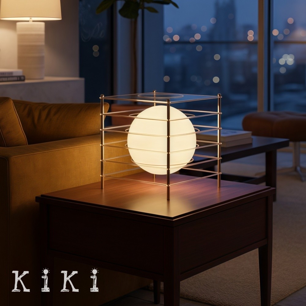Afterglow Geometric Cube Sphere Table Lamp - Modern Acrylic Accent Light for Bedroom Decor K2078