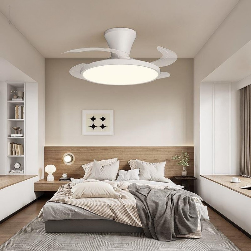 Modern White Round Led Invisible Ceiling Fan Light K1106