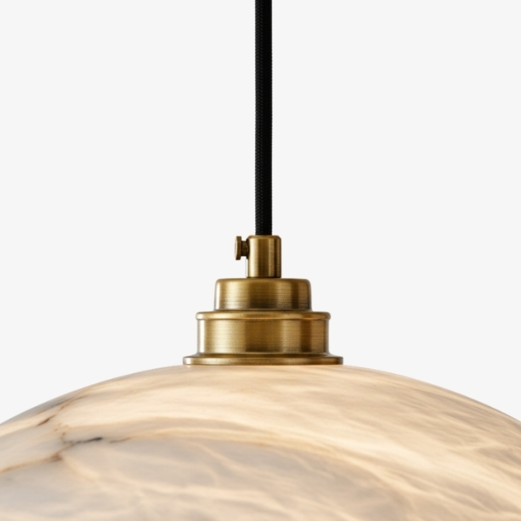 Alariv Elegant  Alabaster Dome Pendant Light - Modern Stone Lighting for Dining or Living K2330