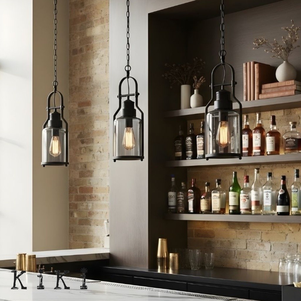 Lirra Retro Glass and Metal Hanging Lamp - Industrial Design for Dining K2234