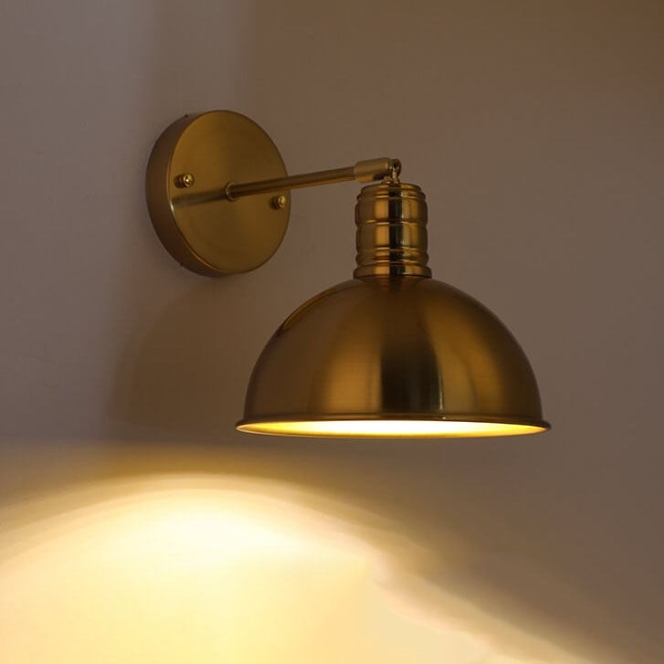 Modern Simple Iron Plated Brass Cone Round 1-Light Wall Sconce Lamp K1235