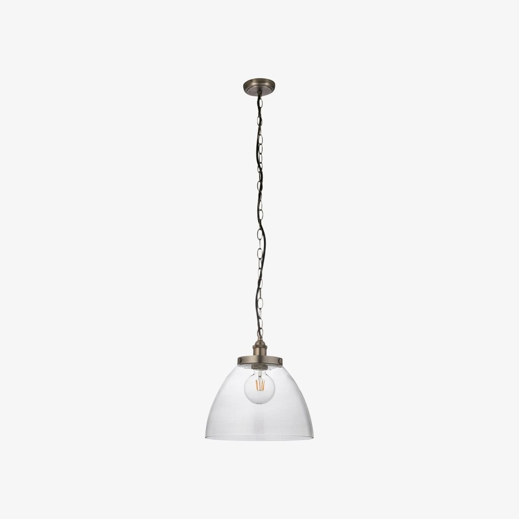 Novera Art Deco Dome Adjustable Height Glass Shade Pendant Light for Living Room K1980