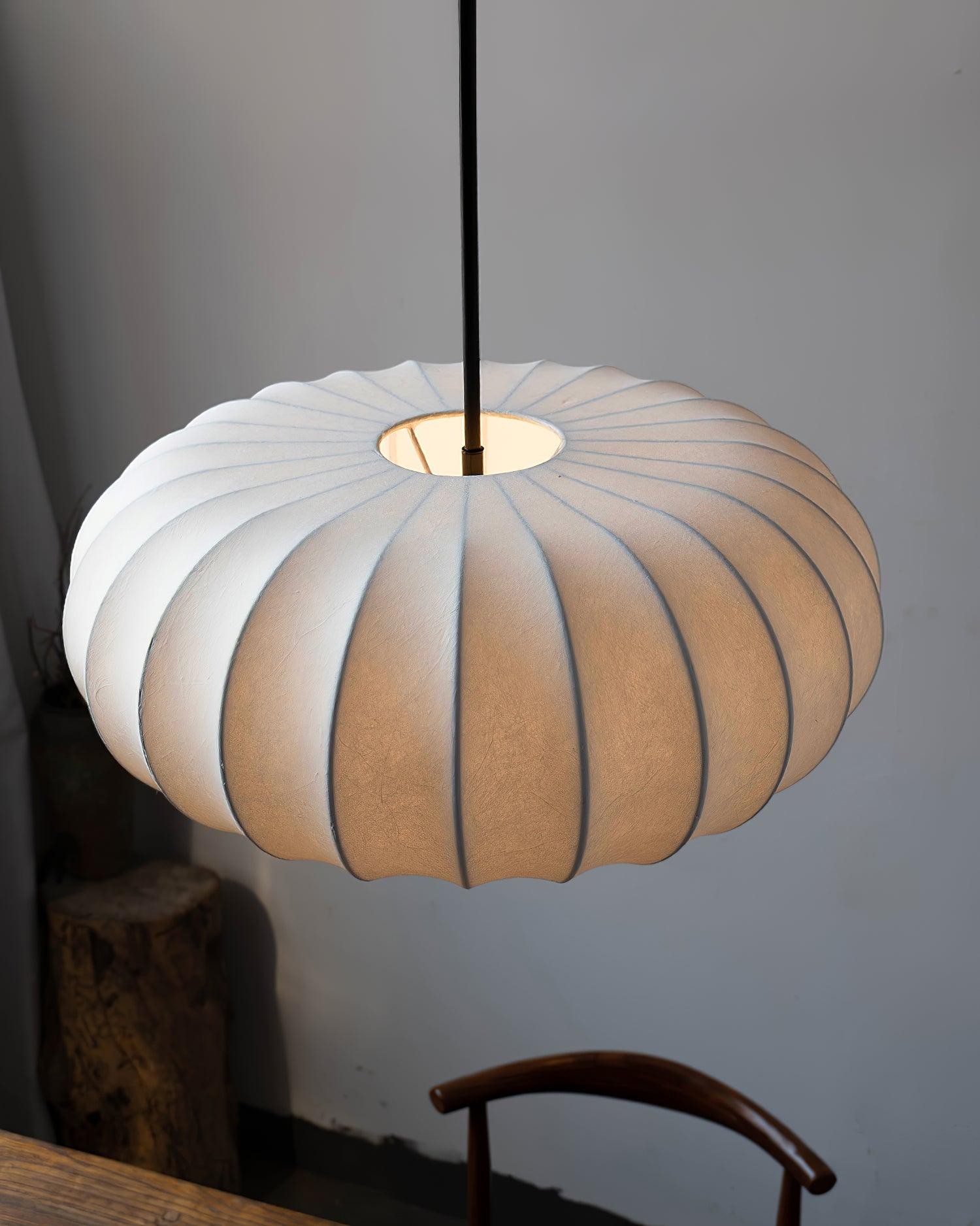 Simple Wabi-sabi White Lantern Fabric Pendant Lamp K744