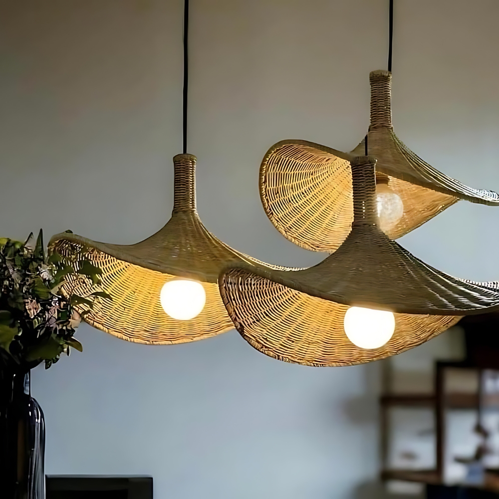 Rustic Raphia Charm Rattan Pendant Light D834