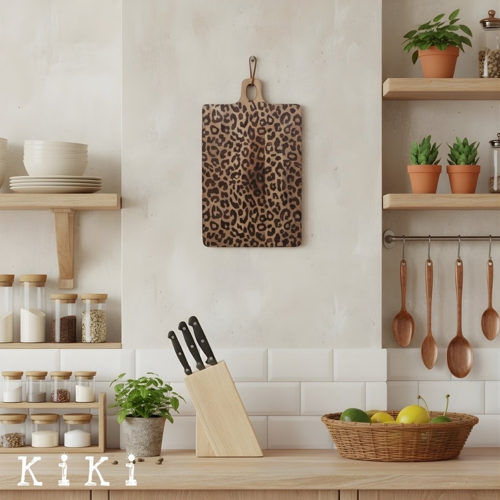 Lepwood Leopard Print Wooden Serving Board for Kitchen Styling and Entertaining K2346