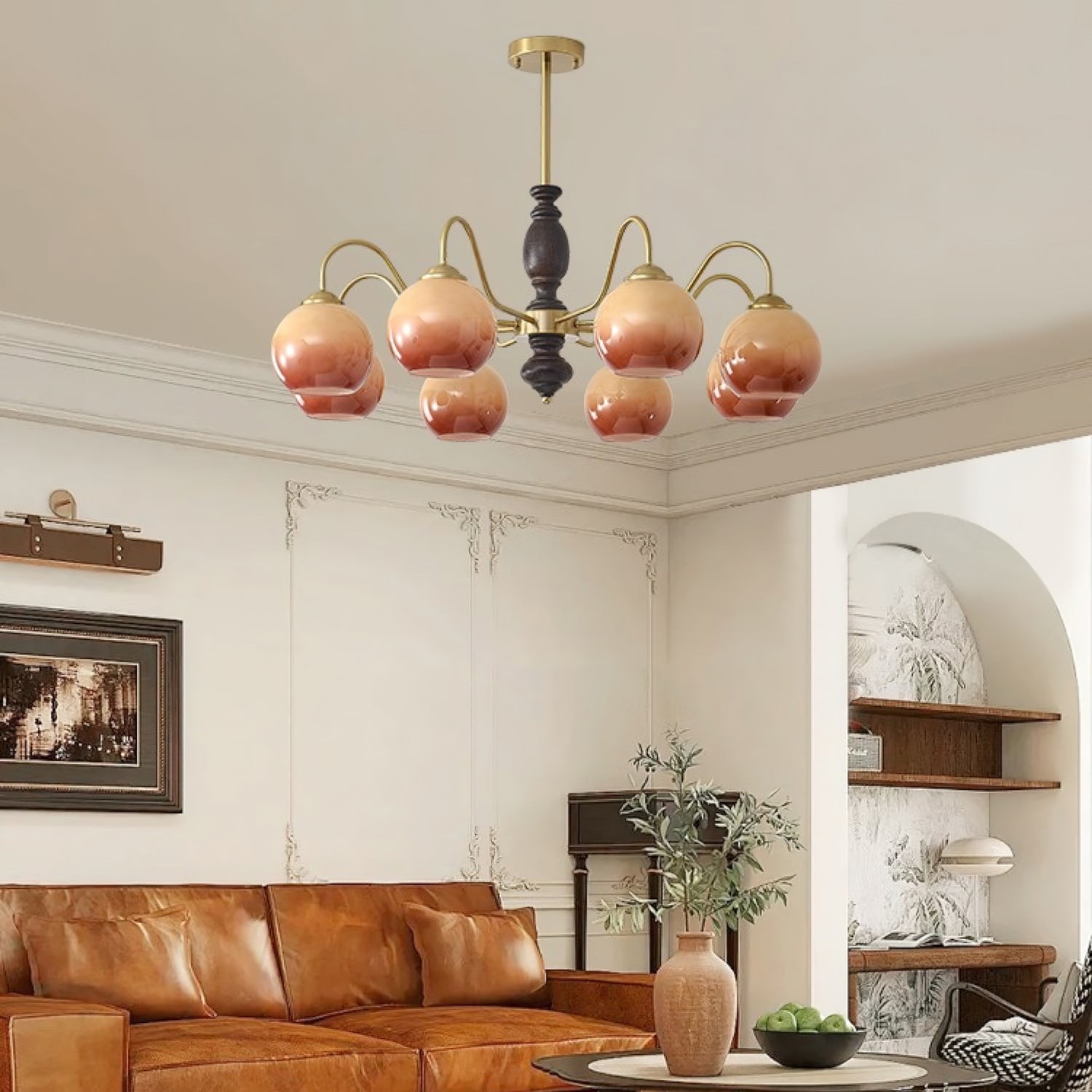 French Medieval Style Caramel Orb Chandelier K292