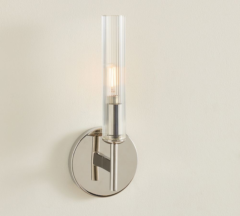 Bravira Ribbed Glass Tube Wall Sconce - Wall Light for Living Room and Hallway K1327