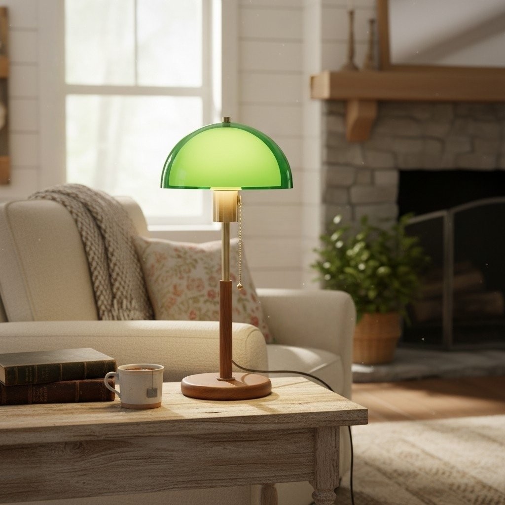 Afterglow Sculptural Retro Round Shade Table Lamp - Stylish Light for Bedroom or Workspace K2159