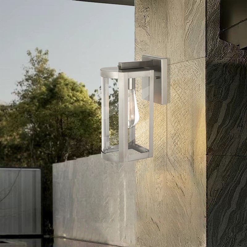 Stainless Steel Waterproof Outdoor Wall Lamp with Glass Shade K112