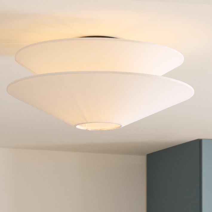 Solivara Flushmount Recessed Milky White Linen Simple Ceiling Lamp K1343