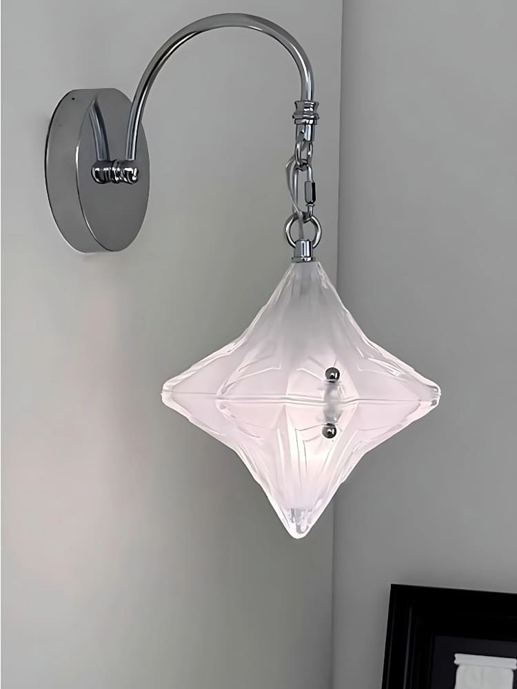 Art Deco Star Wall Sconce - Frosted Glass Light for Hallway - Astris Selene K1558