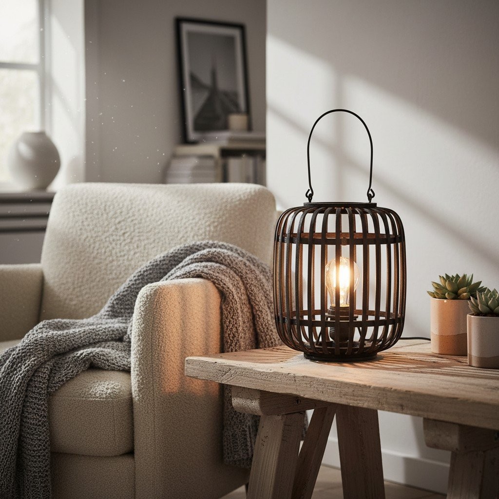 Yumeko Ambient Table Lamp - Open Bamboo Cage Design Stylish and Eco Friendly K1958