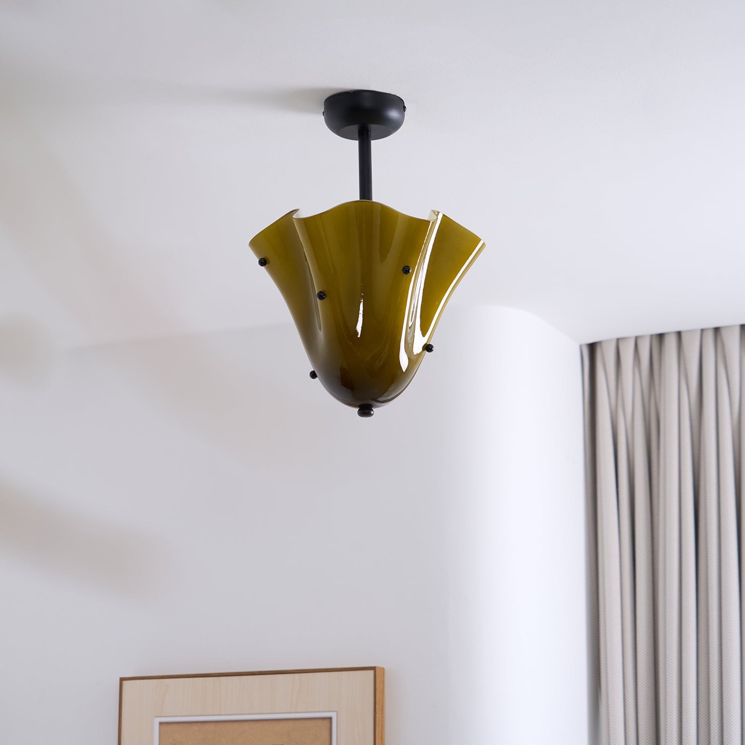 Bellina Glass Flush Mount – Artistic Fazzo Ceiling Lamp for Bedroom or Hallway K1133