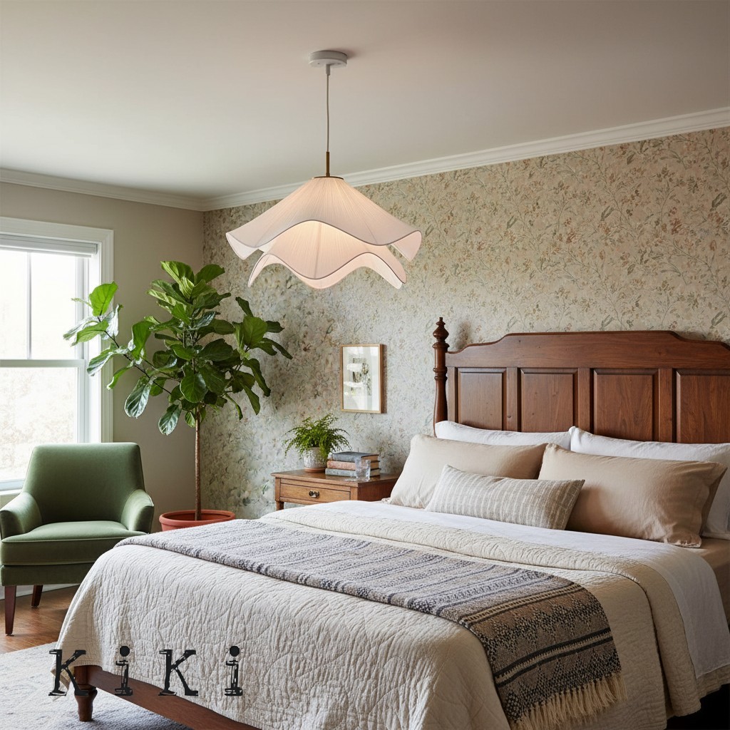Ethereal Draped Shade Pendant Light – Modern Ambient Light for Bedrooms & Lounges K1192
