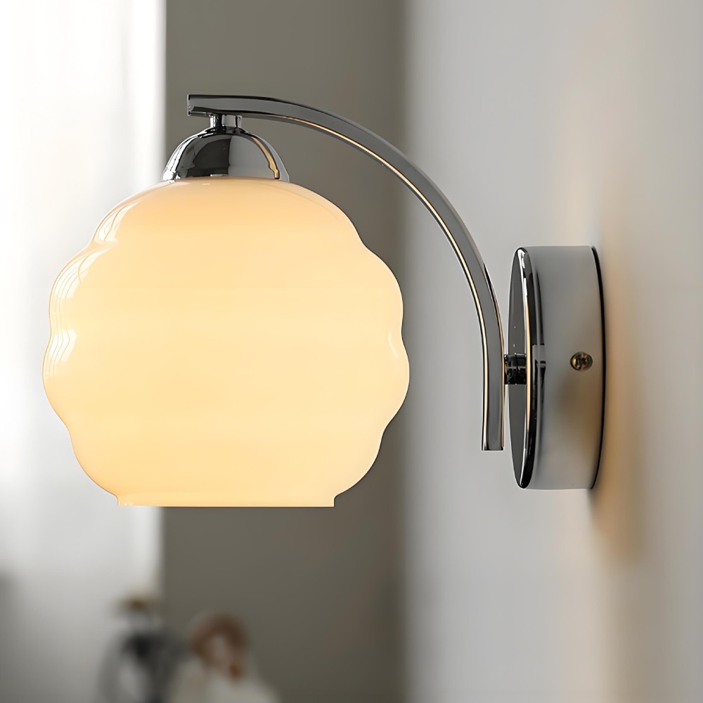 Antique Milk Glass Gold Bathroom Wall Sconce K165