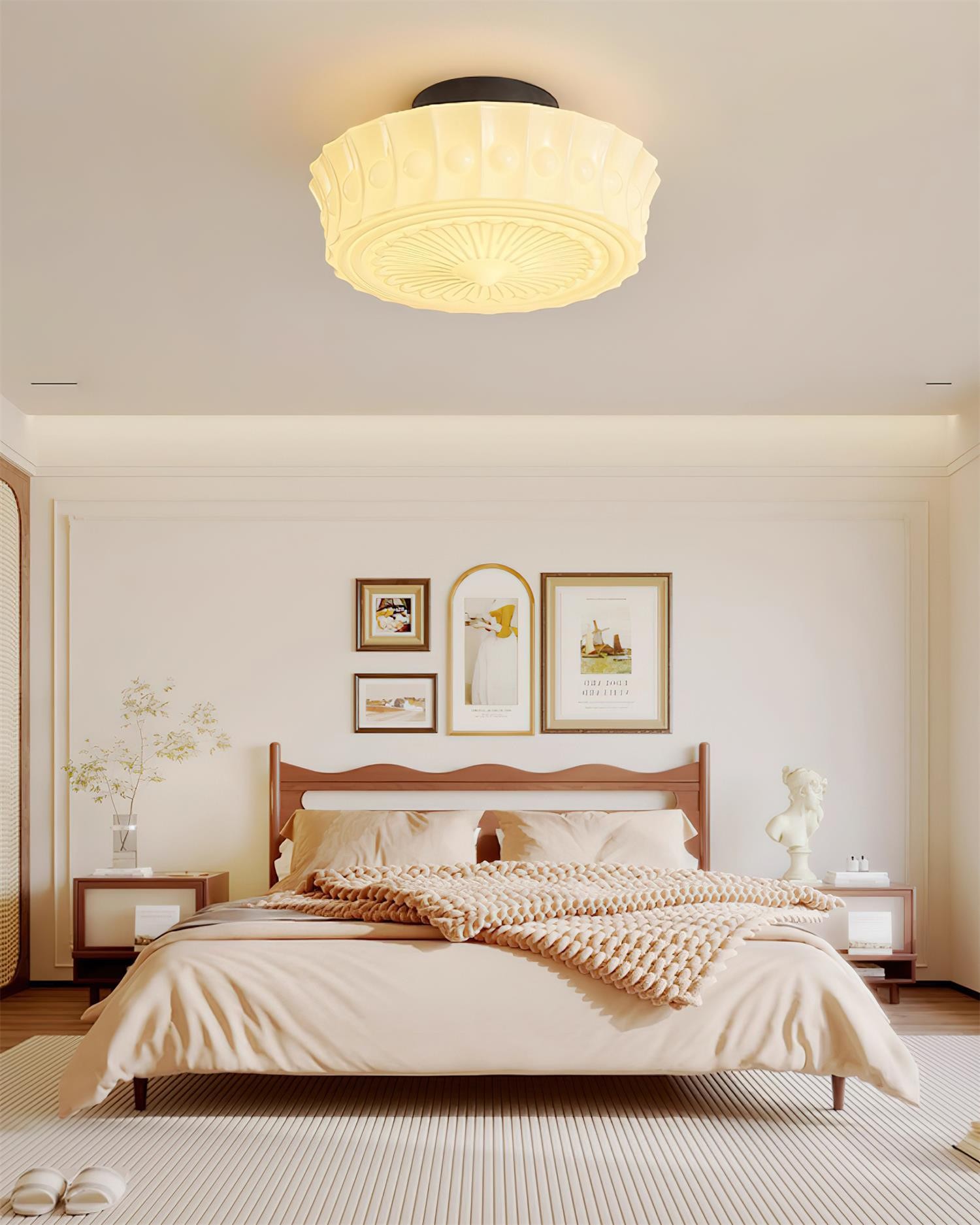 Rigidus French Vintage Glass Cream Style Ceiling Light K431