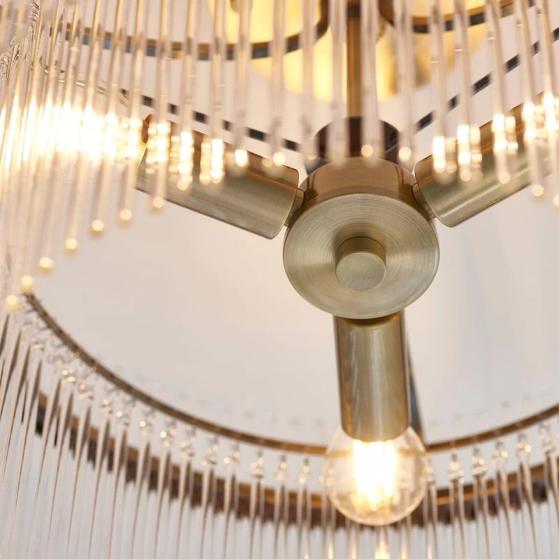 RibGlow Antique Brass 3-Light Ceiling Light with Clear Glass - Hallway or Bedroom K1947