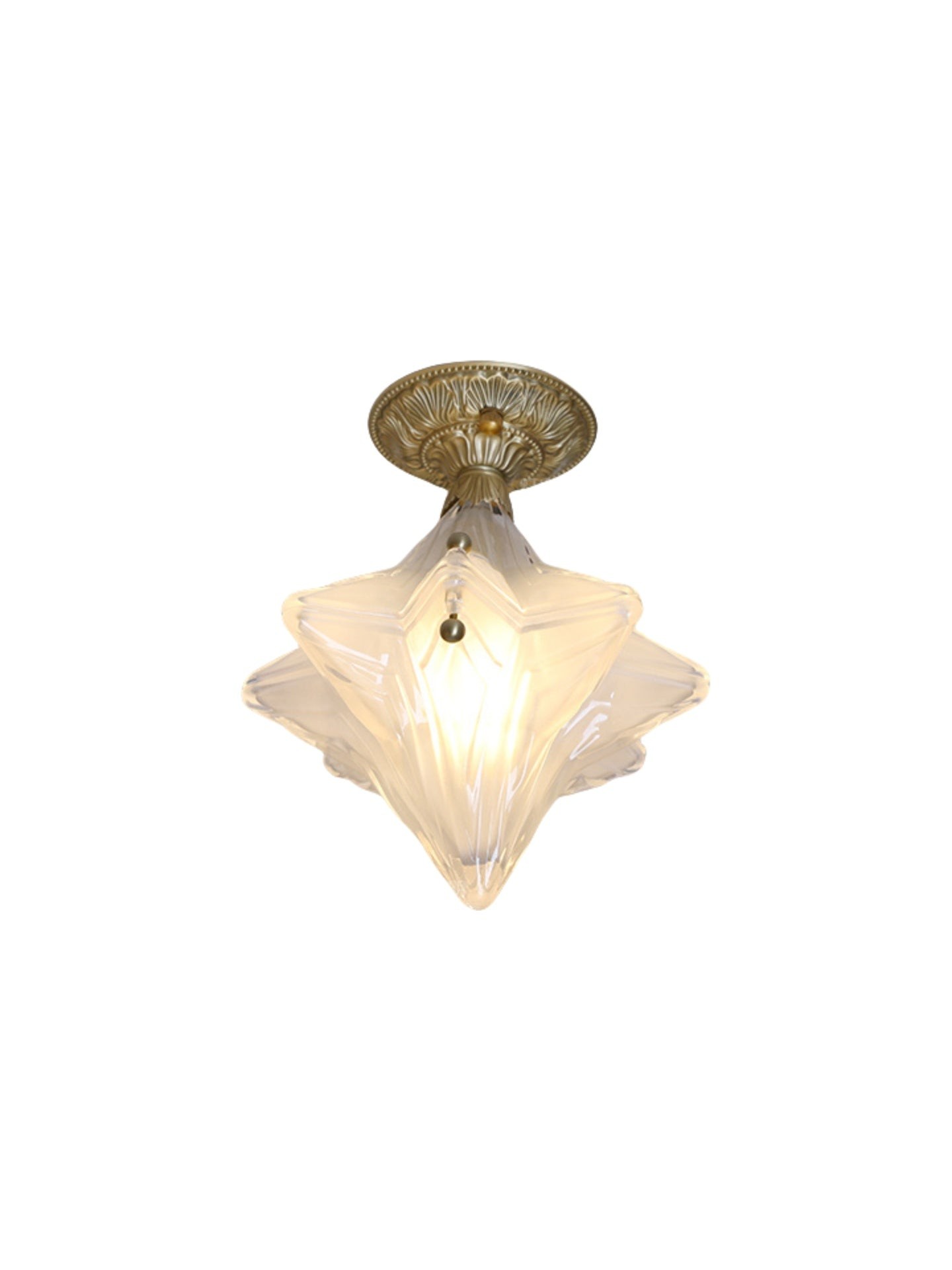Art Deco Star Ceiling Lamp - Frosted Glass Fixture for Hallway & Entryway - Astris Ceres K1582