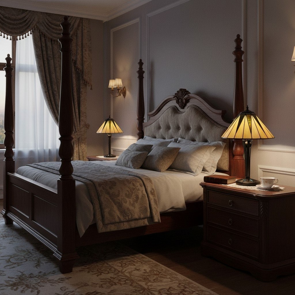 TF Dark Star Tiffany Style Geometric Shade Table Lamp for Bedroom and Accent Lighting K1943