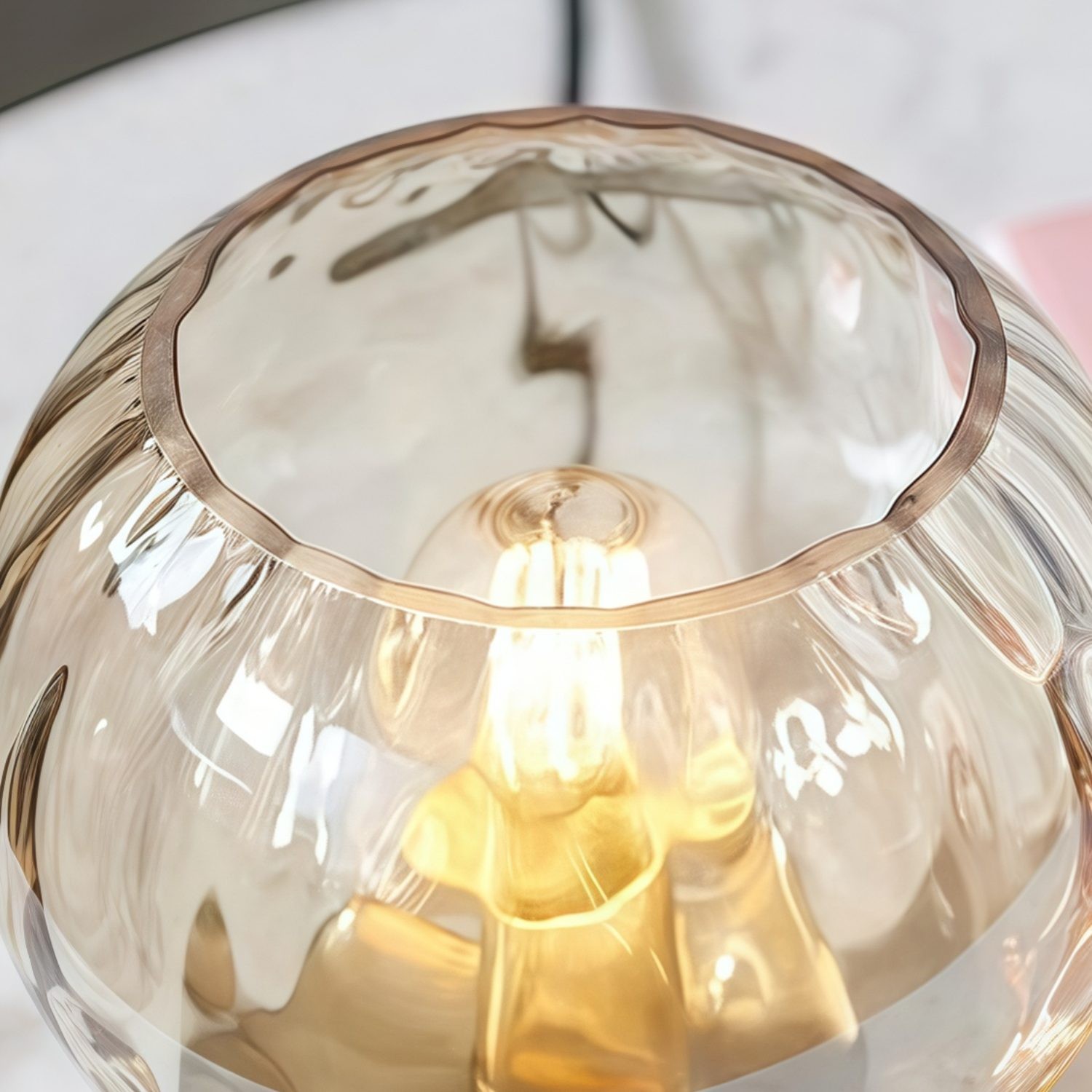 Tracian Modern Dimple Globe Table Lamp - Brass Ambient Decorative Lamp for Bedroom or Lounge K2023