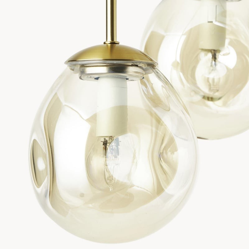 Glissora Hanging Light - Sculptural Cluster Design Tinted Glass and Metal for Entryway K1755