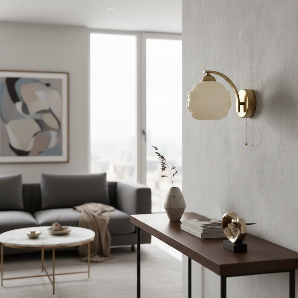 Curvona Bauhaus Milk Glass Wall Sconce - Minimalist Decor Upgrade K1608