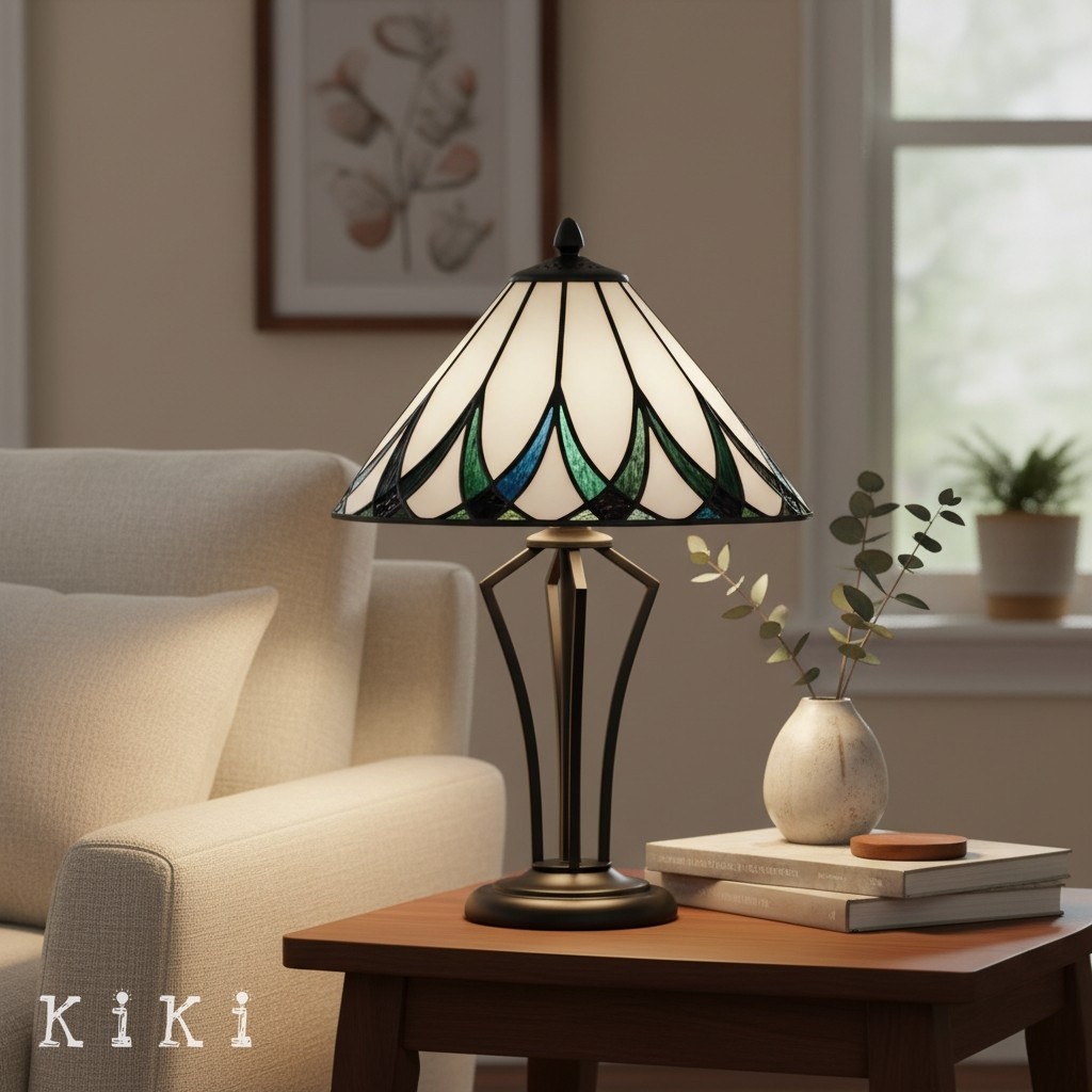 TF Allanton Elegant Ripple Glass Table Lamp - Vintage Style Accent for Bedroom K1949