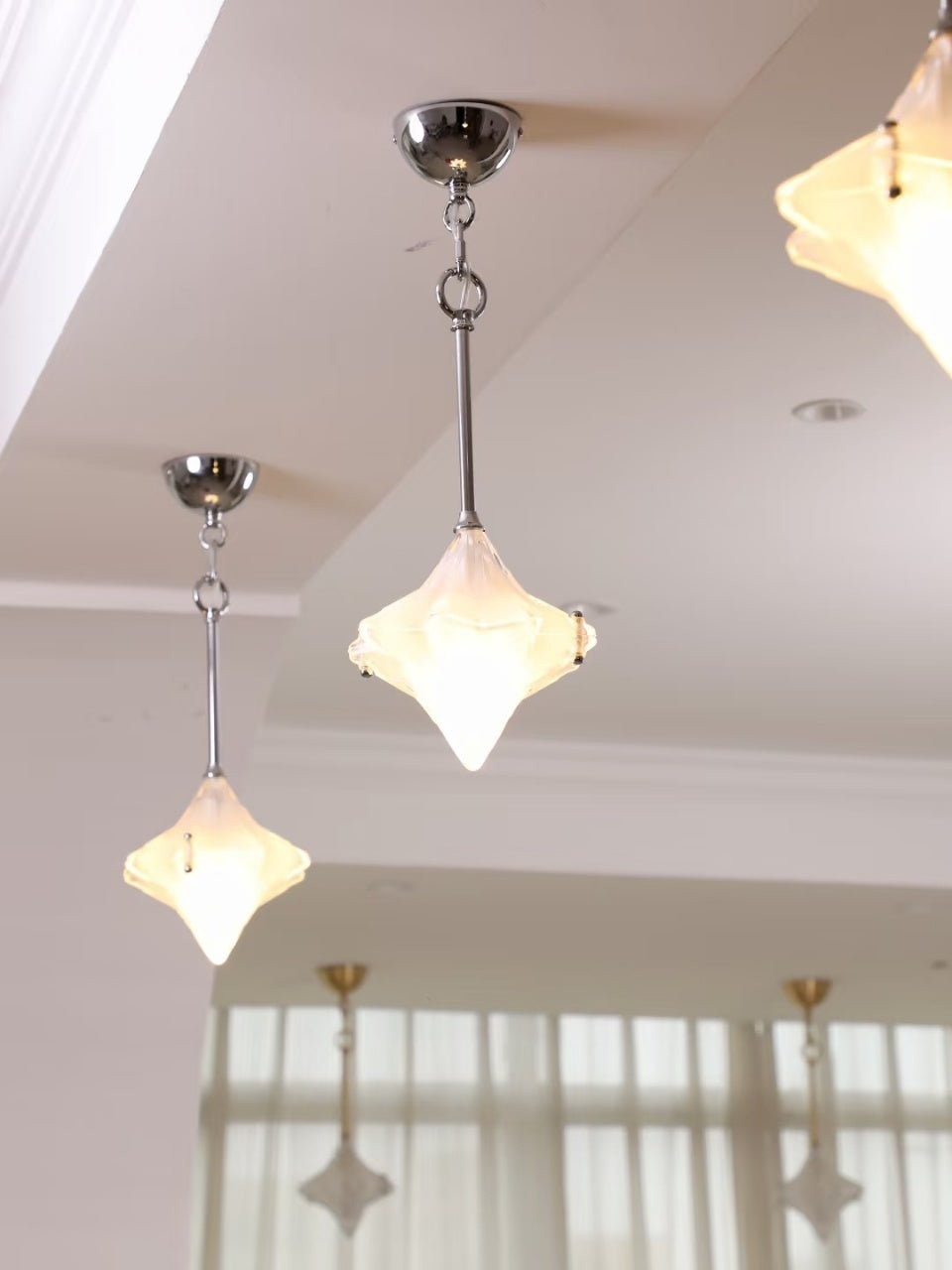 Art Deco Astris Elara Star Pendant Light - Frosted Glass Pendant with Geometric Style K1583