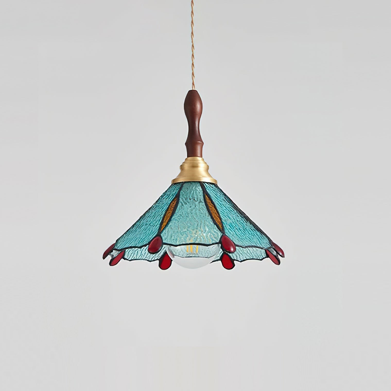 Vintage Tiffany Stanied Glass Pendant Lamp K624