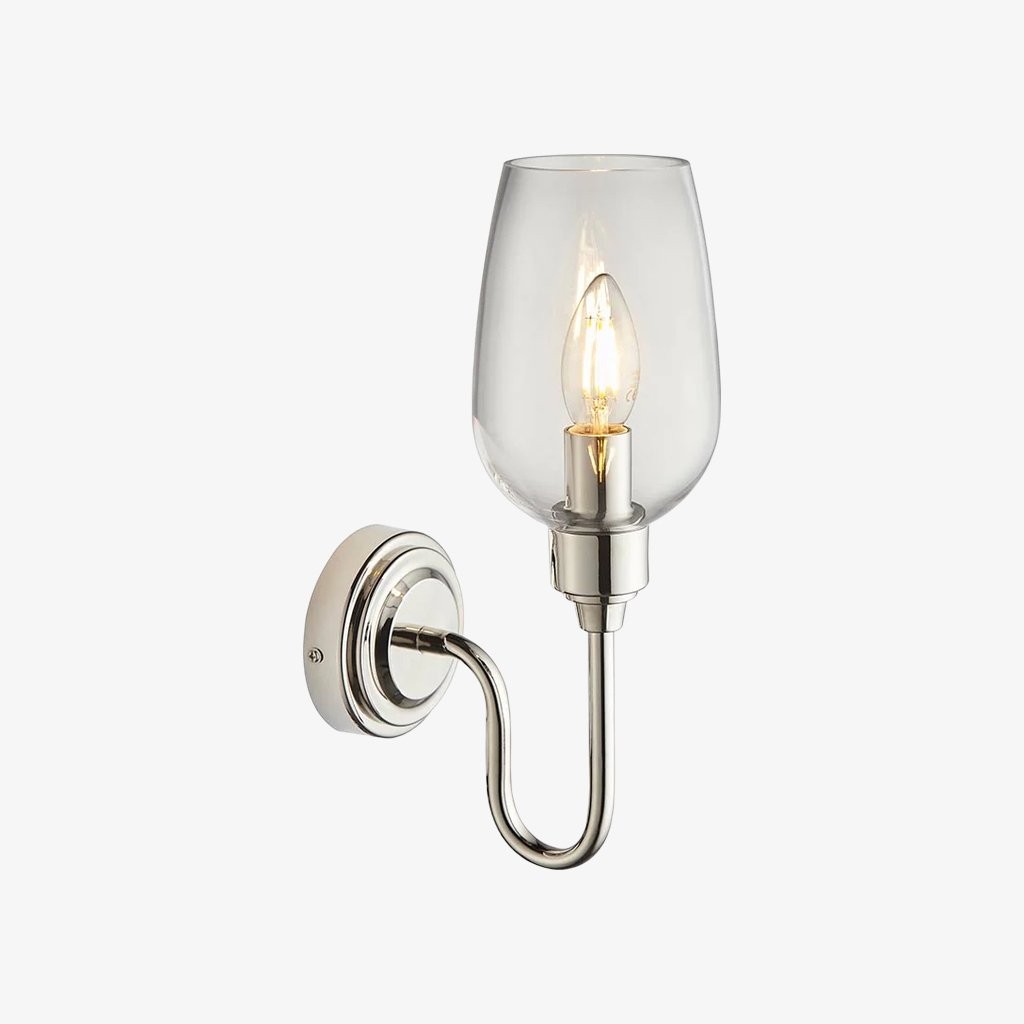 Clarione Art Deco Wall Light with Clear Glass Shade - Modern Metal Design for Hallways K1885