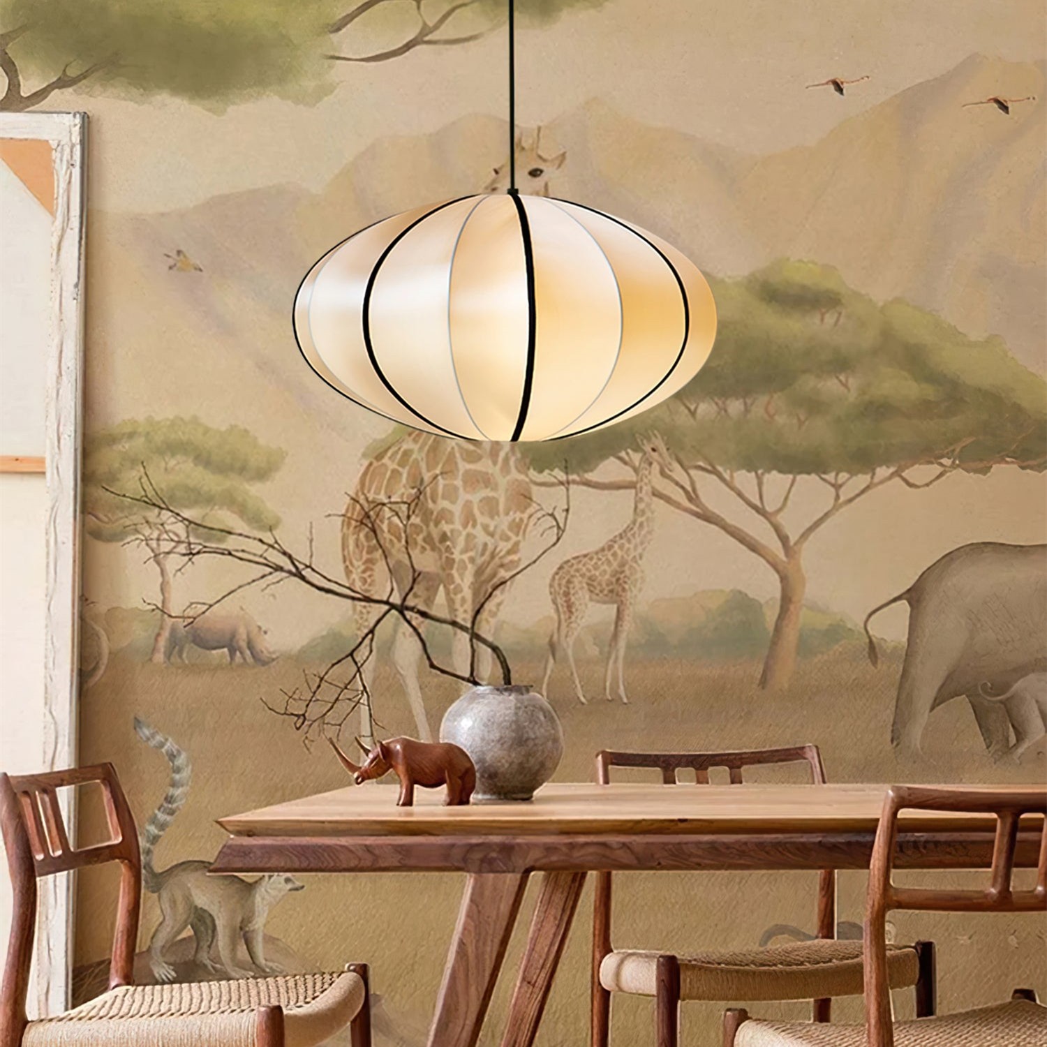 Ribbon Fabric Pendant Light – Elegant Lantern Light for Dining & Living K173