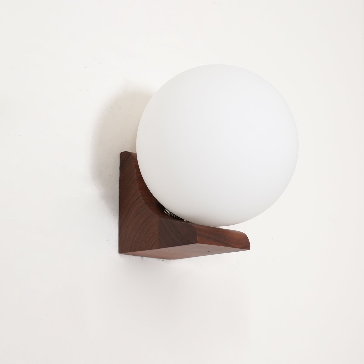 Minimalist Wooden Geometric Bracket Glass Globe Wall Lamp K374