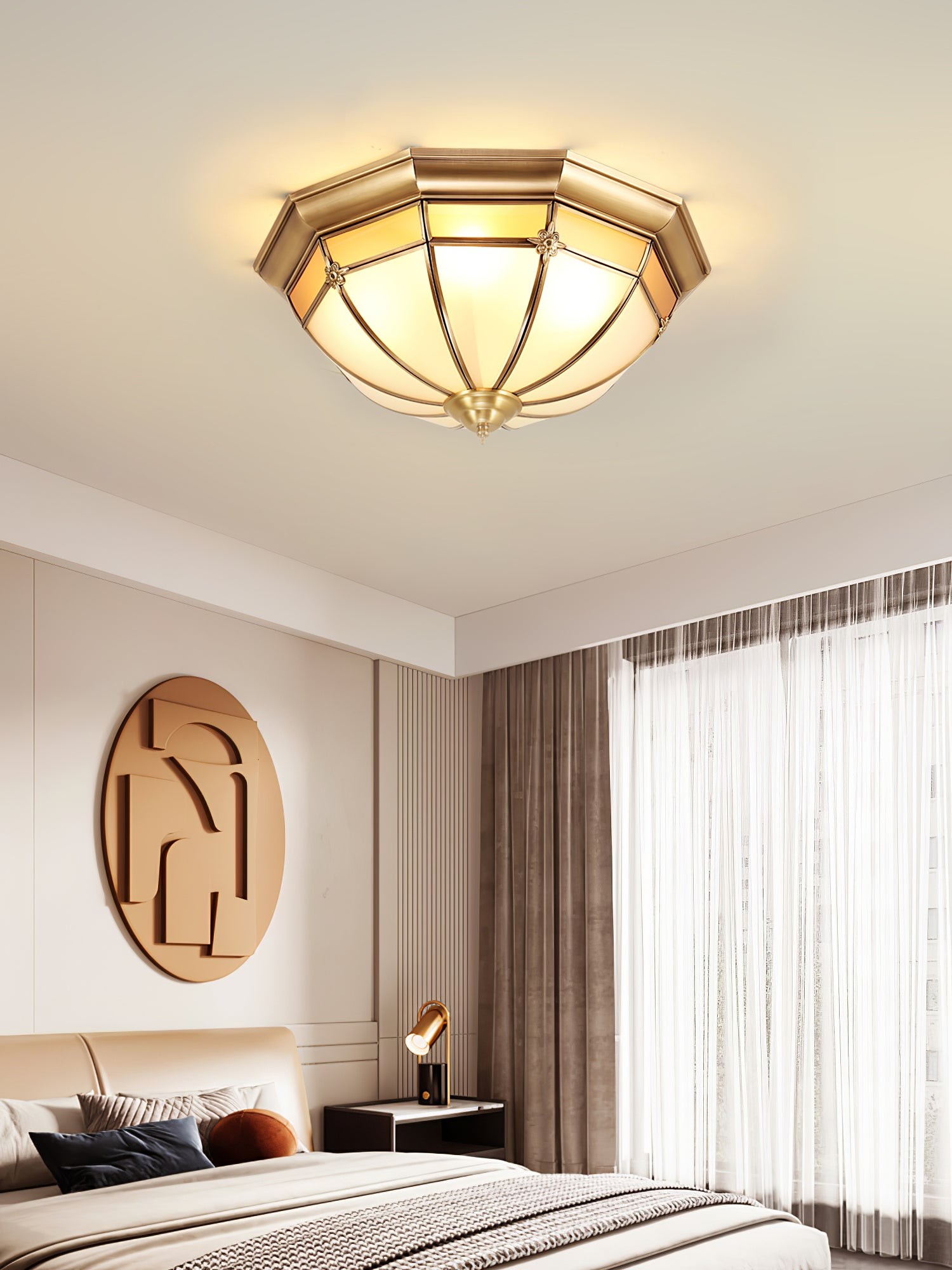 Dome Brass Flush Ceiling Lamp K350